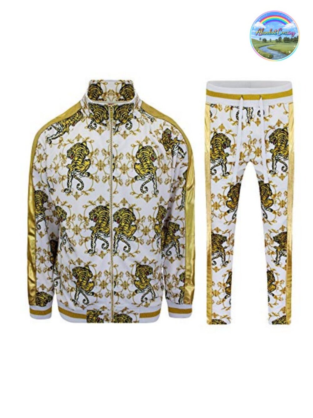 Men's 2-Piece Tracksuit Set Cotton Blend Zip-Up Jogging Sweatsuit with Trim